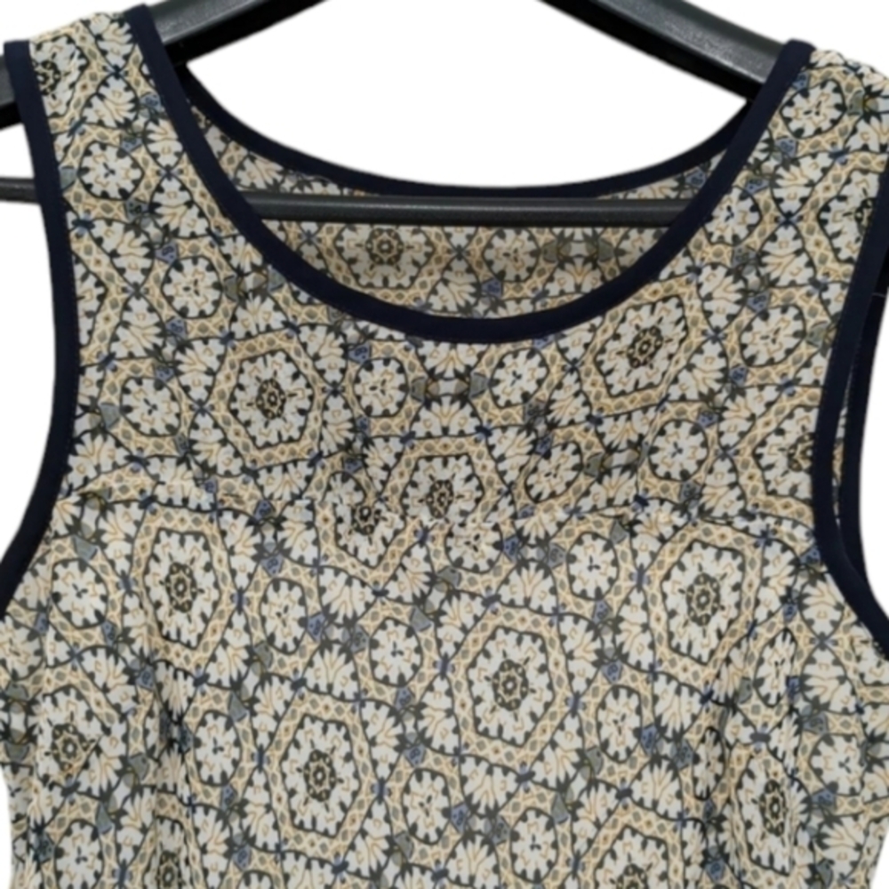 Robbie Bee Dress Yellow Sleeveless Fit Flare Floral Boho Geometric Ruffled Lined - Picture 7 of 9
